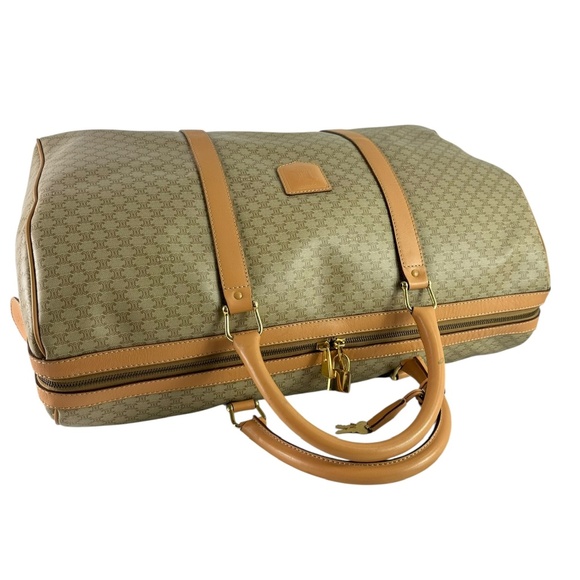 Genuine CELINE Paris Tan Macadam Signature Logo Duffle Travel Bag Authenticated - Picture 13 of 16